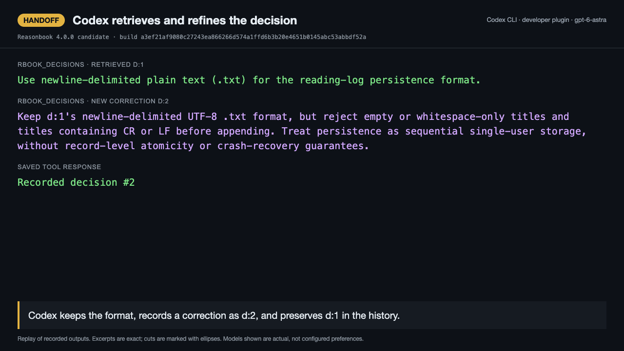 Codex records decision 2 with input validation and explicit persistence limits.